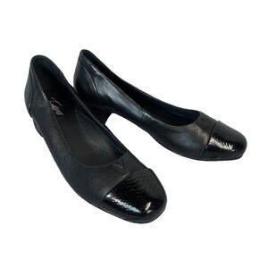 Trotters Black Leather Slip On Heels Shoes size 9.5 N Comfort Supper Career